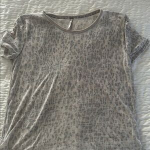 Free People Leopard Print Short Sleeve Tee - Gray